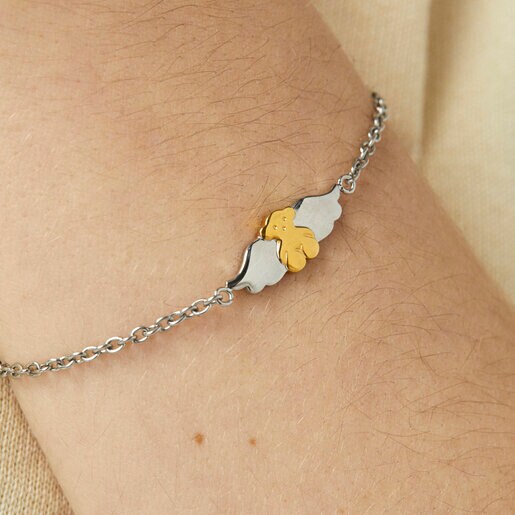 Стальной браслет Fragile Nature с золотистым ионным покрытием