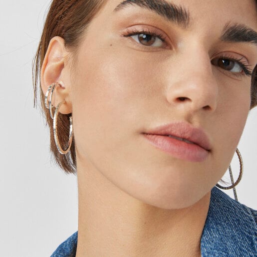 قرط Straight double مزدوج مصنوع من الفضة