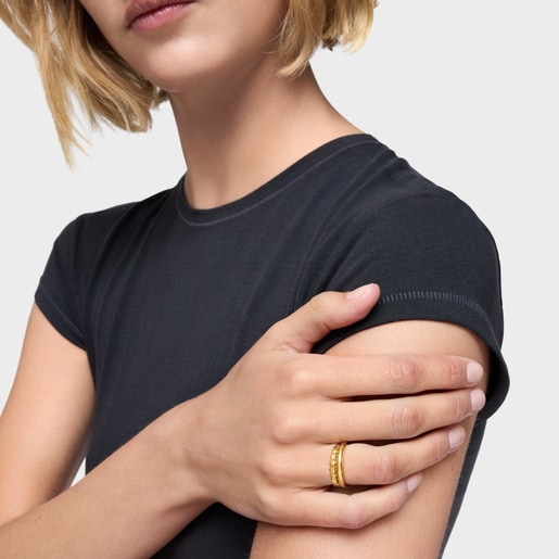 خاتم على شكل زهرة من الفضة المطلية بالذهب عيار 18 قيراطًا من تشكيلة TOUS Motifs