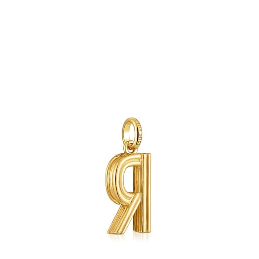 Pendentif lettre R en argent plaqué or 18 ct moyen TOUS Alphabet