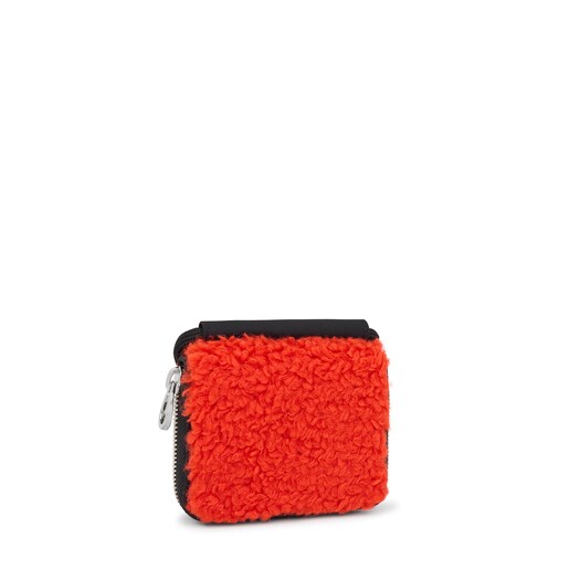 Orange TOUS Empire Fur Hanging change purse