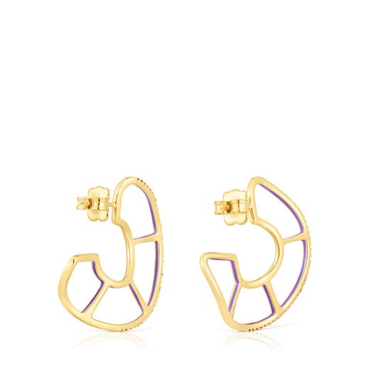 TOUS Silver vermeil Gregal hoop earrings with rhodolites | Plaza Del Caribe