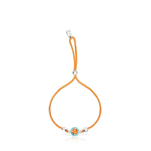 Pulseira TOUS Vibrant Colors de corda laranja com cornalina e esmalte