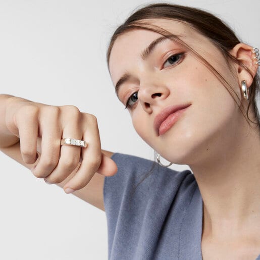 טבעת חותם דובונים Straight עשויה כסף