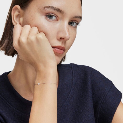 White-gold star Chain bracelet with diamonds TOUS Grain