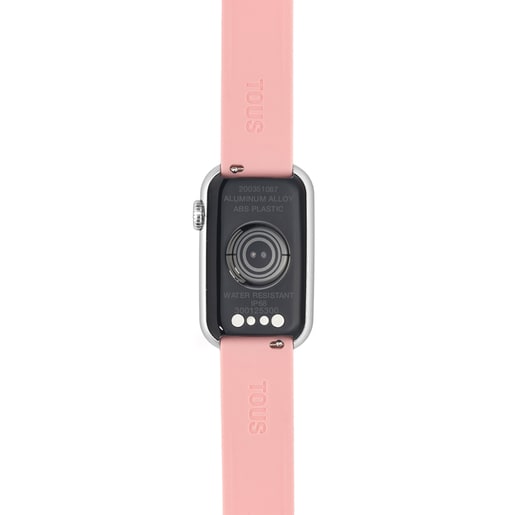 Smartwatch with nylon strap and pale pink silicone strap T-Band