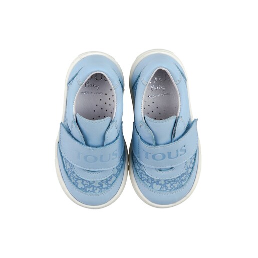 Walk Kaos Velcro leather sport shoes in sky blue