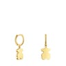 Pendientes aro con baño de oro 18 kt sobre plata y detalle oso colgante Sweet Dolls