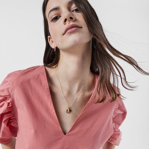 Колье TOUS Good Vibes с цифрой 13 и клевером из вермеля и серебра