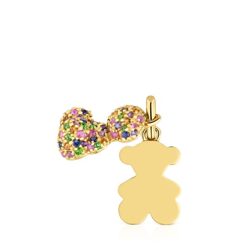 Dije doble oso de oro 14 kt y gemas Bold Bear