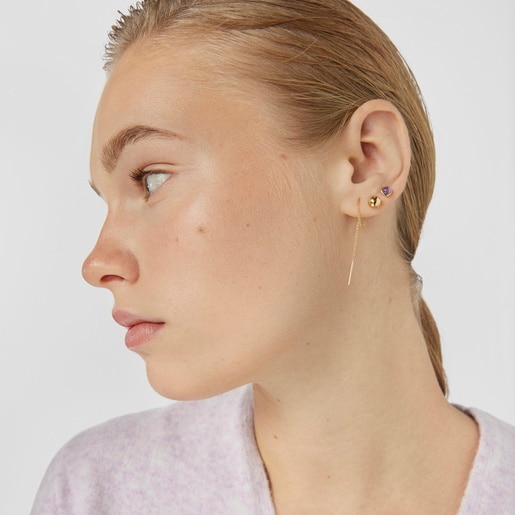 Long silver vermeil Plump Ball 1/2 earring | TOUS