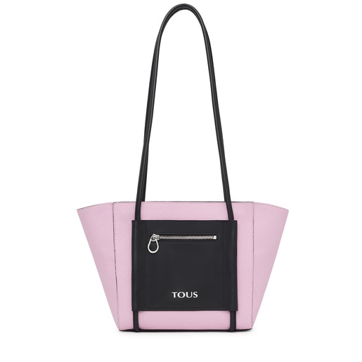 Sac shopping TOUS Empire moyen en cuir mauve et noir