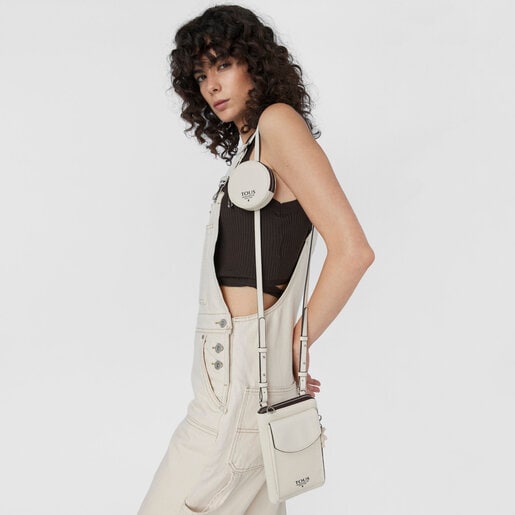 جراب تعليق الهاتف المحمول TOUS Funny باللون البيج مع محفظة