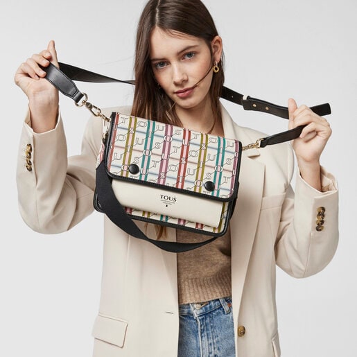 Бежево-черная сумка-кроссбоди Audree TOUS Crossroad среднего размера