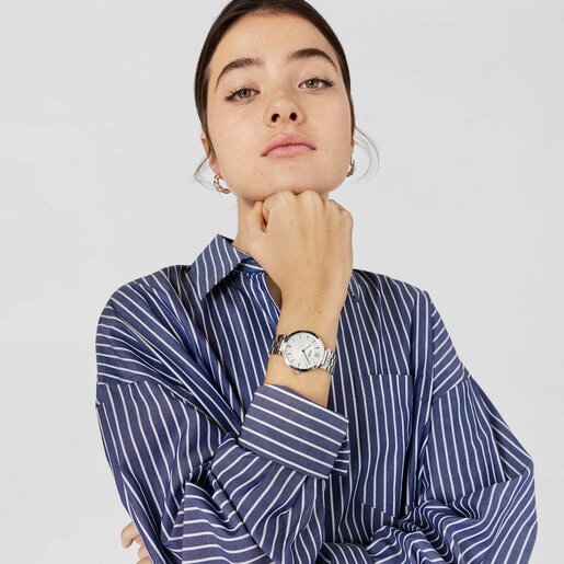 Reloj analógico con brazalete de acero S-Band