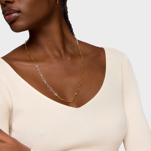 قلادة TOUS MANIFESTO صغيرة بسلسلة بدرجتَي لون