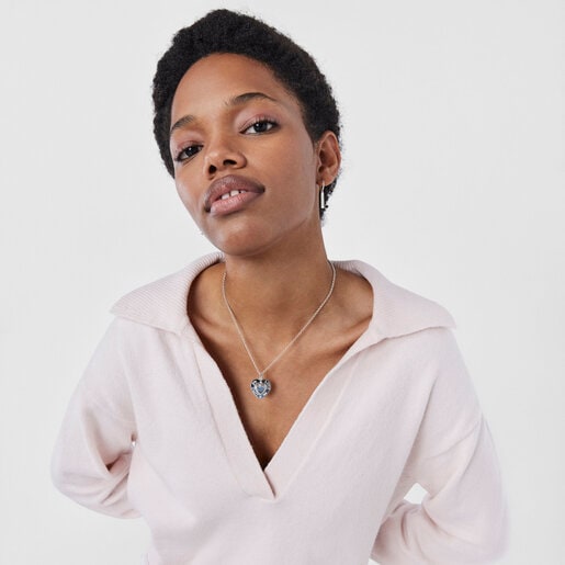 Серебряная подвеска San Valentín с вращающимся сердцем