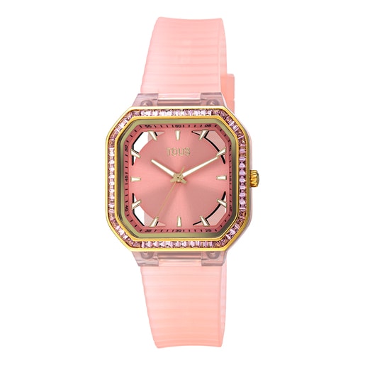 Montre analogique en acier IPG rose avec zirconiums Gleam Fresh