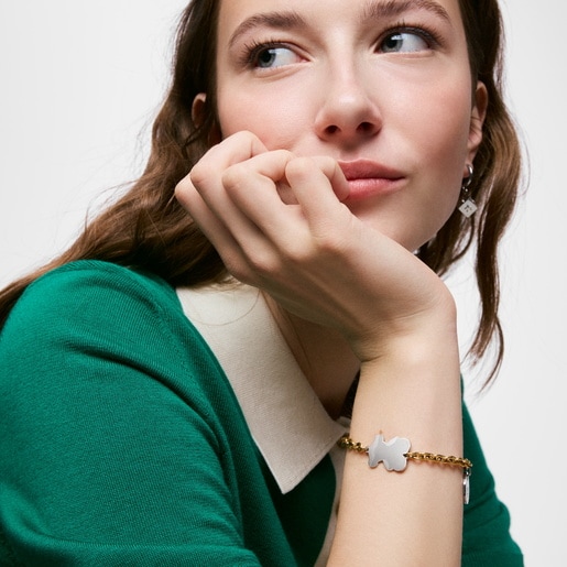 Two-tone steel Chain bracelet with bear charm TOUS Charming