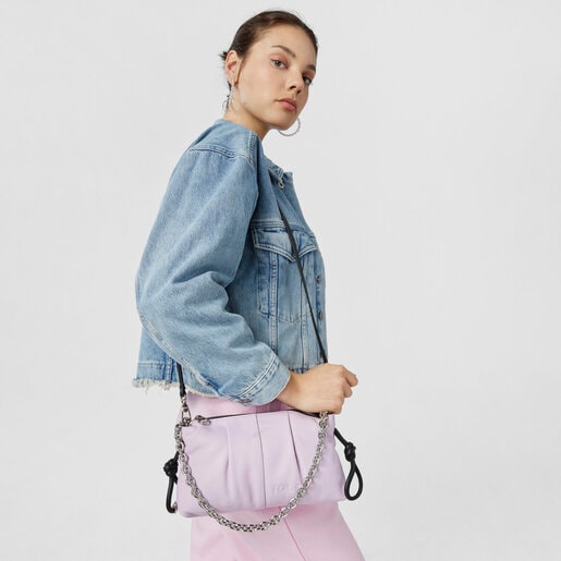 תיק צד TOUS Soft בינוני מעור בצבע סגול