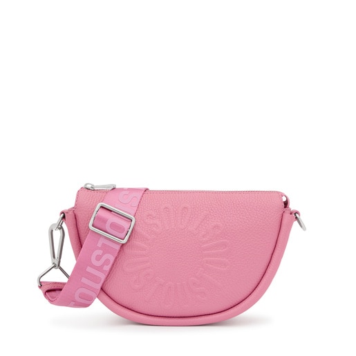 Středně velká tmavě růžová kožená Crossbody kabelka TOUS Miranda