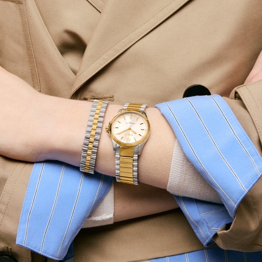 צמיד חוליות פלדה בשני גוונים מקולקציית TOUS 1950