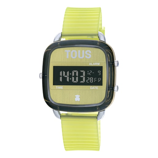 Green polycarbonate Digital watch with silicone strap D-Logo Fresh | TOUS