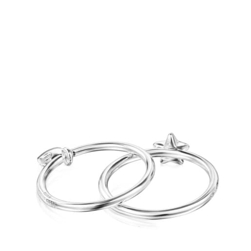 Silver TOUS Mini Icons bear-star motifs Rings set