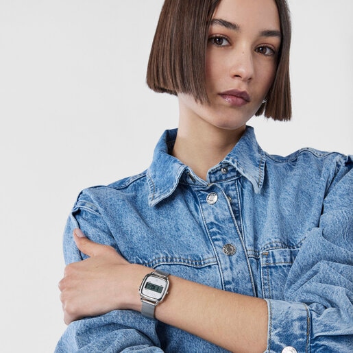 Reloj digital D-Logo de acero