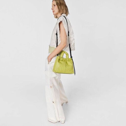 תיק כתף TOUS Cloud בינוני מעור בצבע ירוק ליים