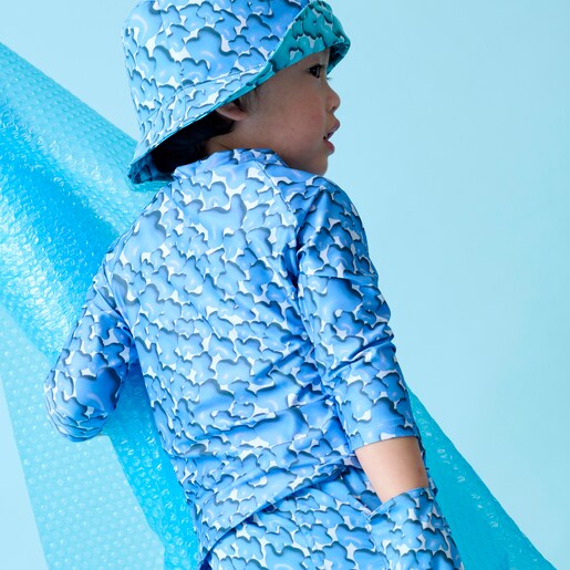 Long-sleeved beach t-shirt in Puff blue