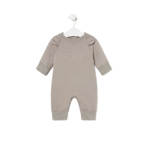 Baby playsuit with ears in Classic taupe