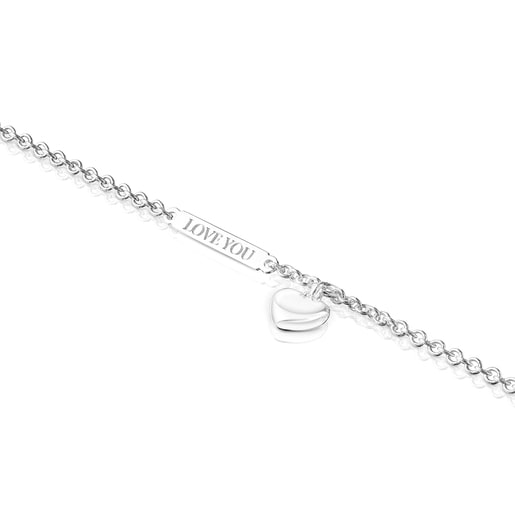 Pulsera corazón y placa plata