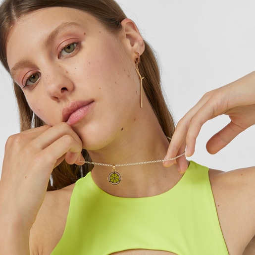 תליון כוס שתייה TOUS Beach בגודל 17 מ"מ מוורמיל כסף מצופה אמייל