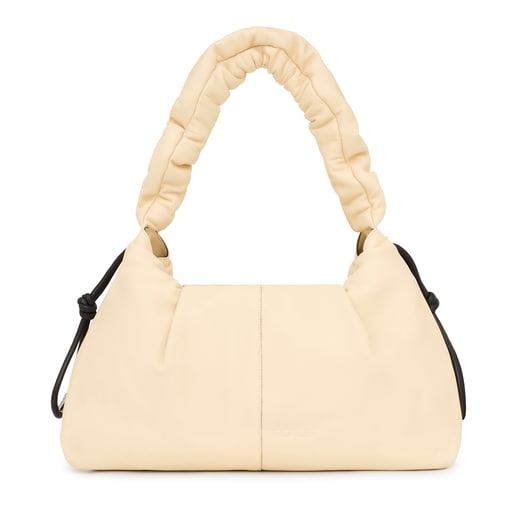 Large beige leather TOUS Soft One-shoulder bag | TOUS