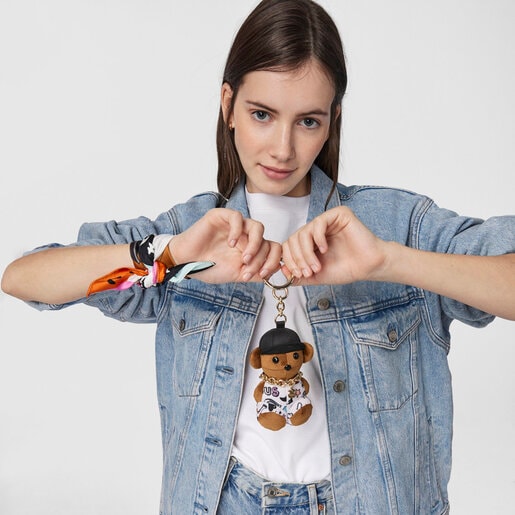 Set из брелока для ключей с медвежонком Teddy Samba и разноцветного шарфа