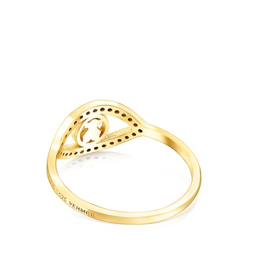 Silver Vermeil eye Ring with Spinels Bear motif TOUS Good Vibes | TOUS