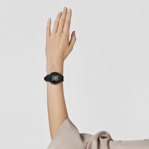 Reloj digital D-Bear de policarbonato con correa de silicona negra