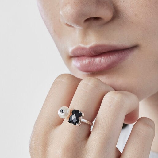 Silver Ring with onyx, pearl and spinels TOUS Erma | TOUS