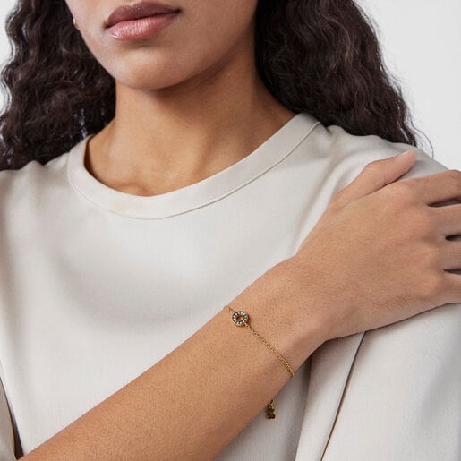 Pulseira Nocturne mini disco em Prata Vermeil e Diamantes