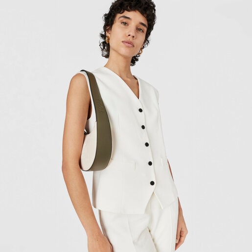 حقيبة كتف TOUS Nanda باللونين البيج والكاكي