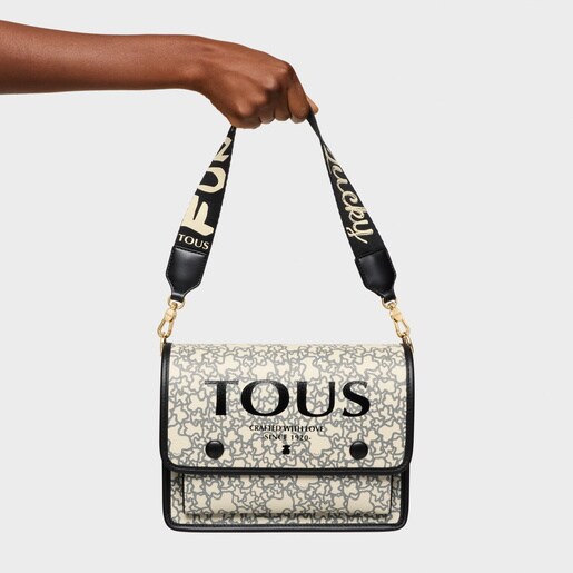 Bandolera mediana Audree Kaos Mini beige y negro