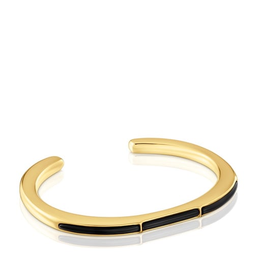 Pulsera esclava con baño de oro 18 kt sobre plata y ónix  Line