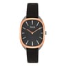 Montre analogique en acier IPRG rose avec bracelet en cuir noir Heritage