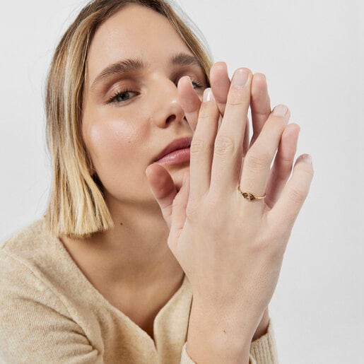 ゴールドのTOUS Good Vibesダイヤモンド付きアイリング