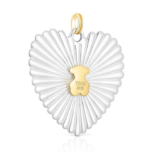 Pendente a cuore in argento e argento vermeil grande Iris Motif