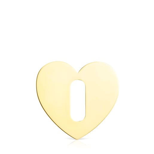 Large Hold Metal Silver Vermeil Heart Pendant