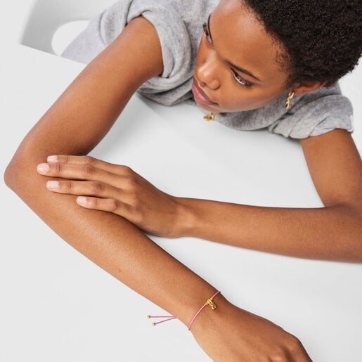 Браслет с медвежонком Luah из вермеля с кварцем на шнурке