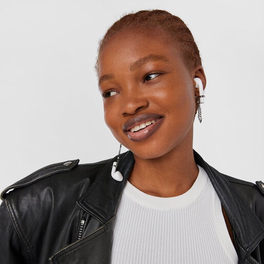 أقراط Virtual Garden من Dark silver لسماعات الأذن ايربودز مُرصّعة باللآلئ المُستزرعة