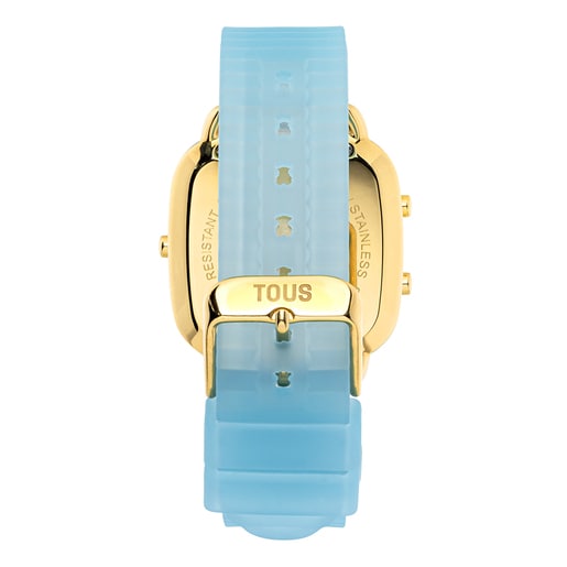 Digitaluhr D-Logo Fresh aus blauem Polykarbonat mit Armband aus Silikon